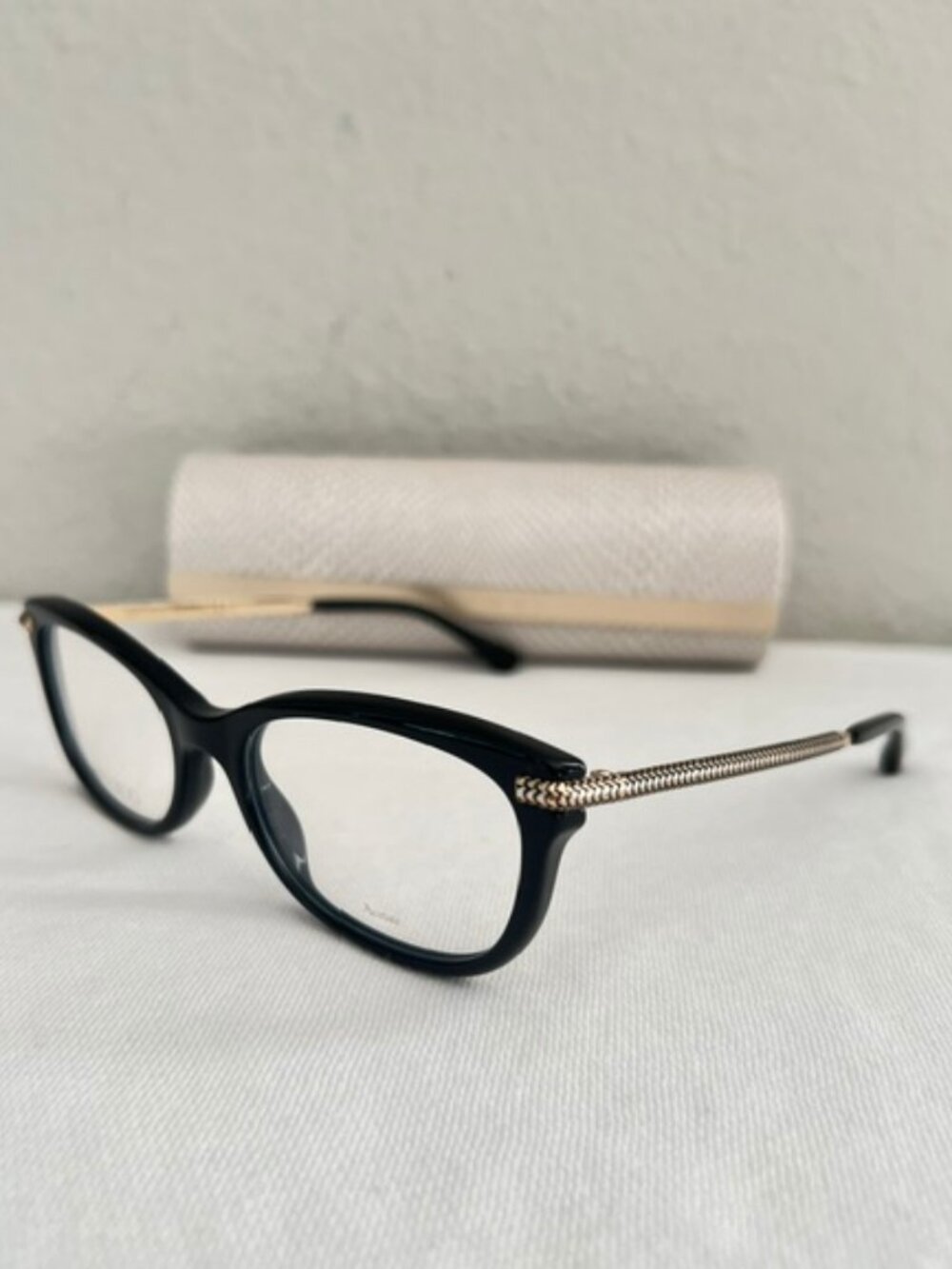 JIMMY CHOO JC217 807 NOS Italy Black/Gold Designer Eyeglasses Frame 54-18-140